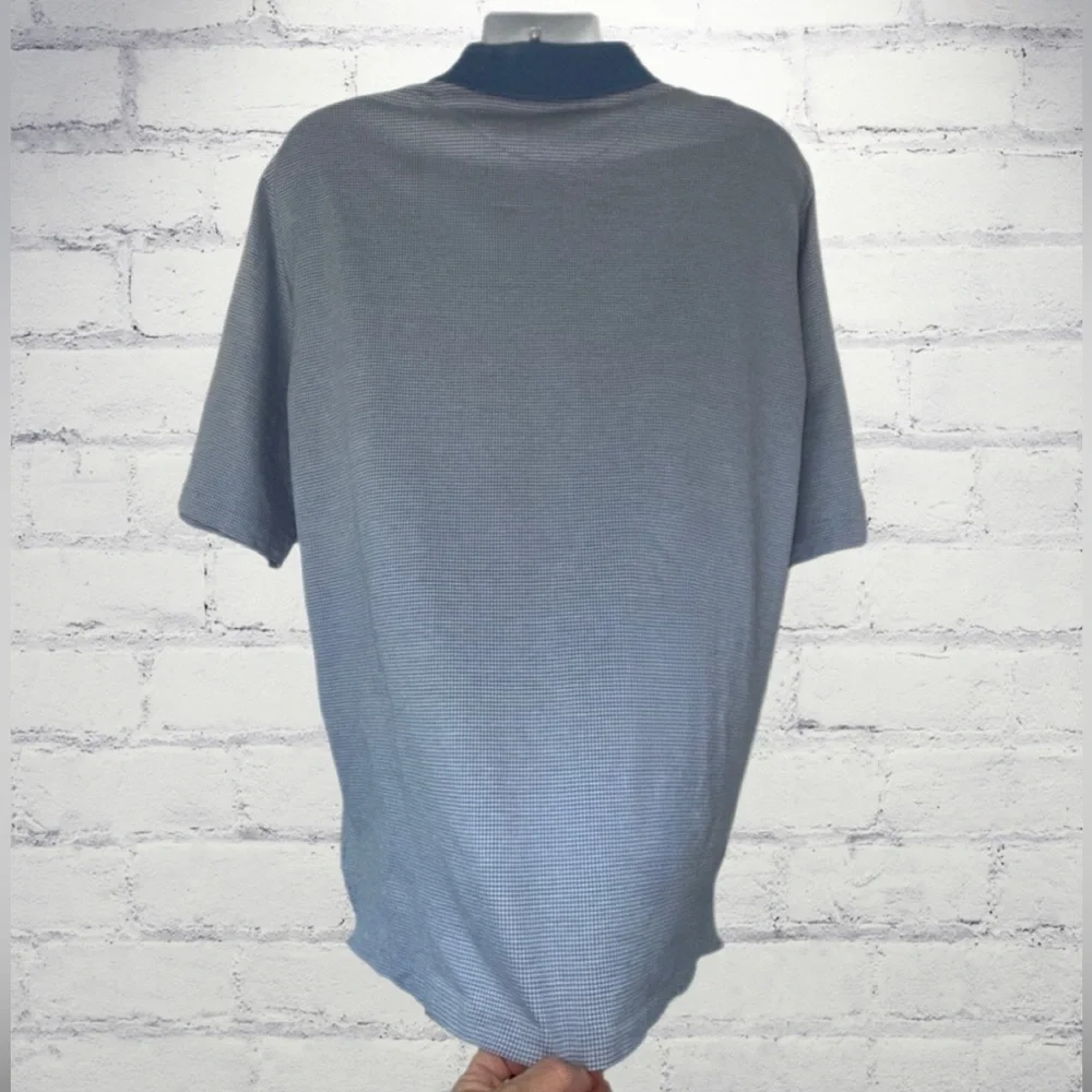 Polo Golf Ralph Lauren XL Pima Cotton Polo Shirt Blue Houndstooth Collar Logo